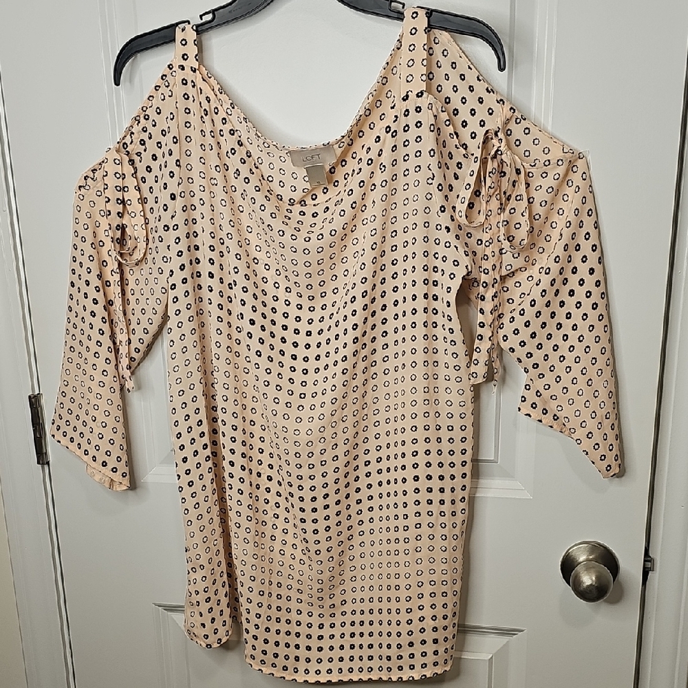 LOFT Peach Polka Dot Off-Shoulder Blouse‎
